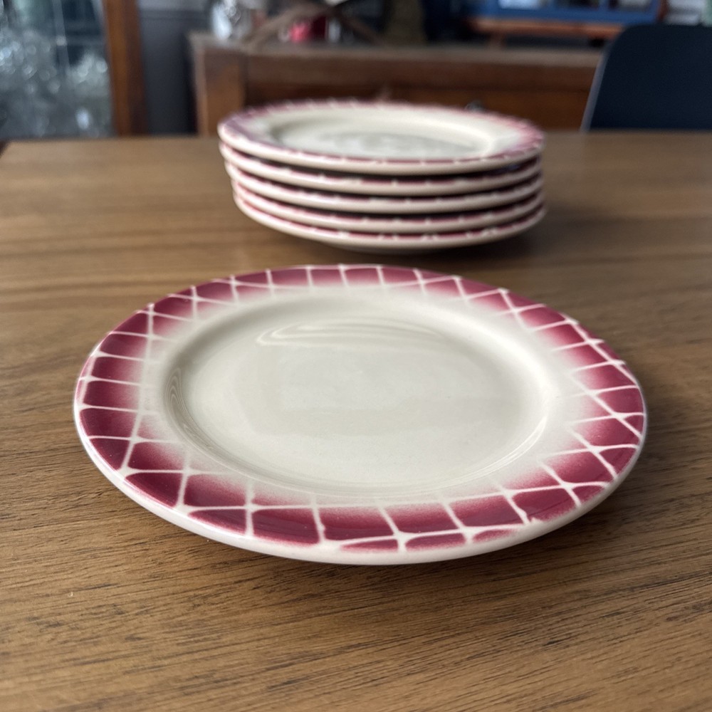 7” Tan & Red Caribe Side Pie Bread Restaurant Diner Plate Dish Puerto Rico USA