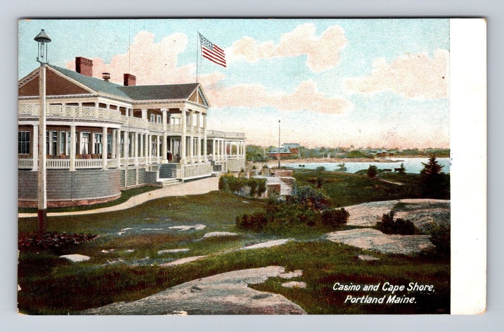 Portland ME-Maine, Casino And Cape Shore, Antique, Vintage Souvenir Postcard