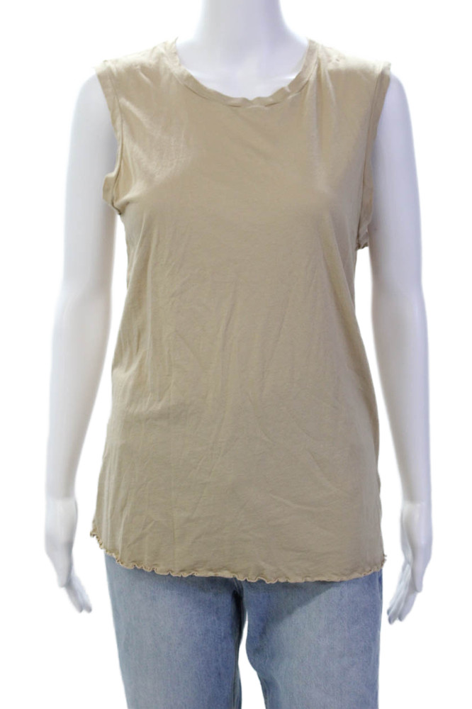 Nili Lotan Womens Scoop Neck Knit Boxy Tank Top Brown Cotton Size LargeFree Shipping in US $100+ Orders | $6.95 Orders Below