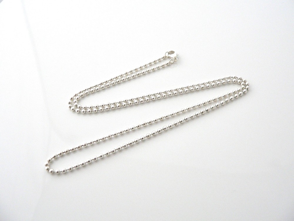 Tiffany & Co Silver Bead Necklace Chain 4 Pendant Charm Layering Gift Love