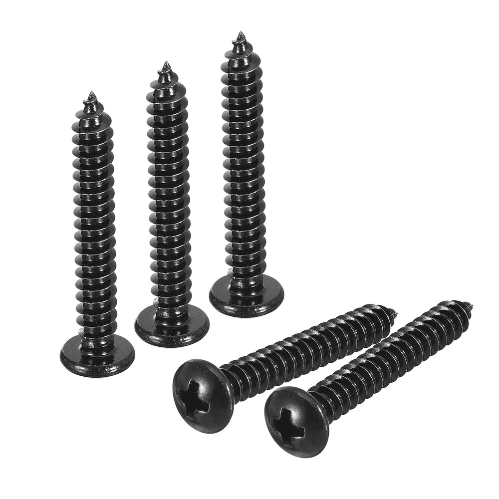 5mm x 35mm Phillips Pan Head Self-tapping Screw, 50pcs Round Head (Black)