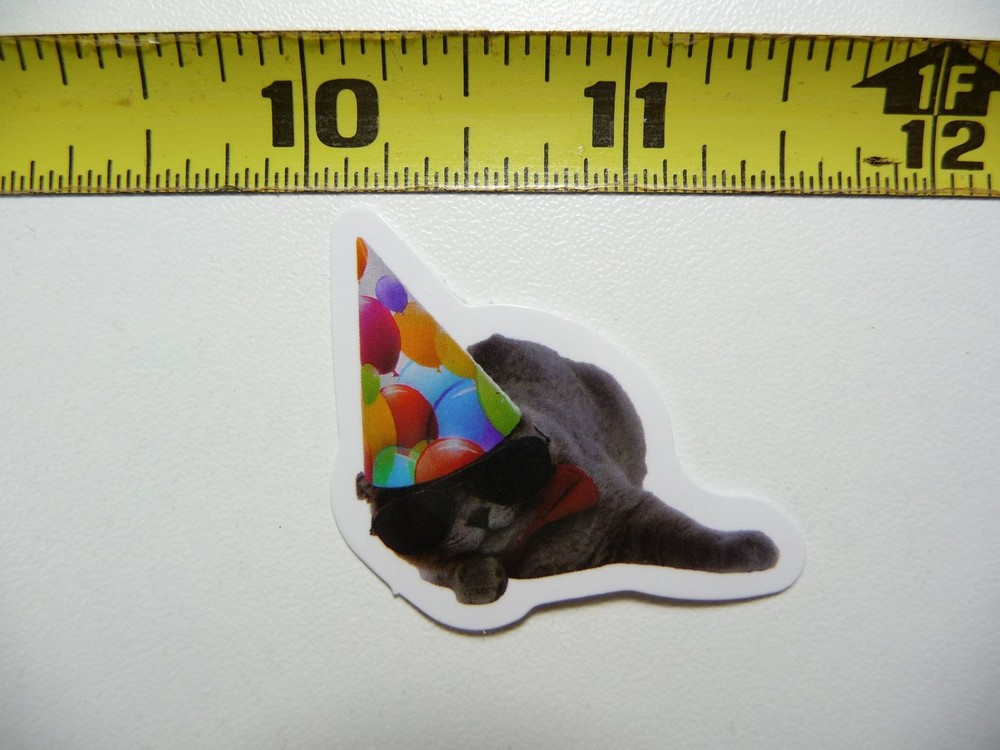 Passed Out Party Cat Kitten Sticker Decal Cute Feline Pet