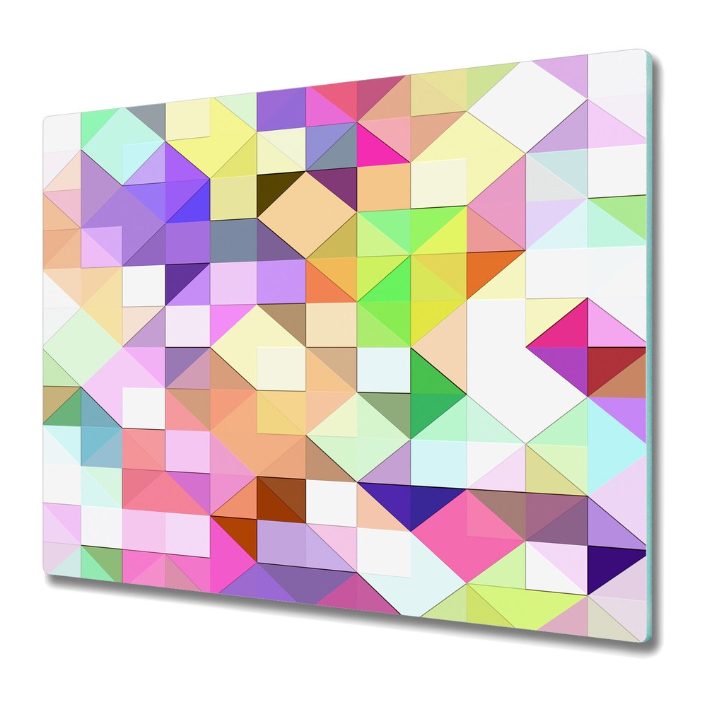 Glass Chopping Board Bright pastel mosaic Colourful green purple and yellow