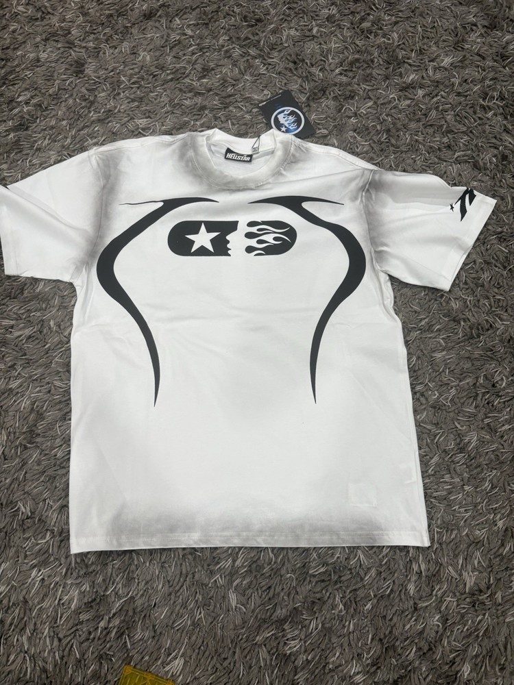 Hellstar White Cotton Graphic Print Short Sleeve Crew Neck Men's T-Shirt