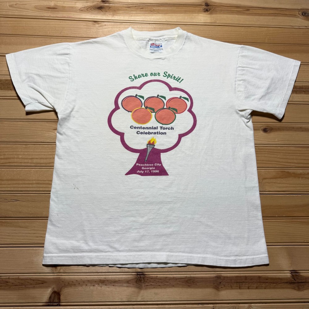 Vintage 1996 Centennial Torch Celebration Atlanta Olympics T-Shirt USA - Large
