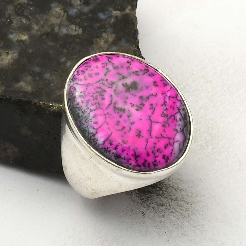 Dendrite Opal Gemstone Ethnic Handmade Man's Ring Jewelry US Size-10 AR 72499