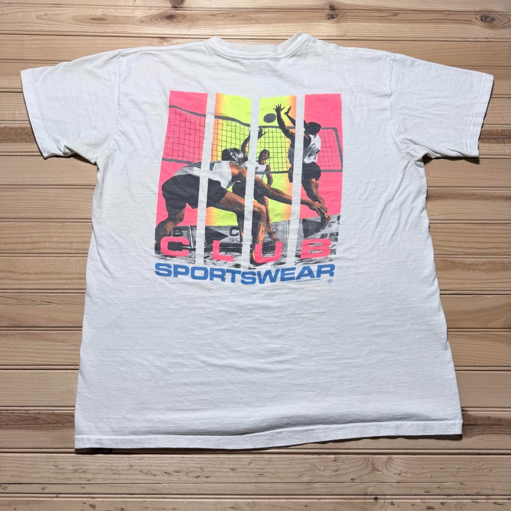 Vintage 1989 Club Sportswear Beach Volleyball Sports Graphic T-Shirt USA - XXL