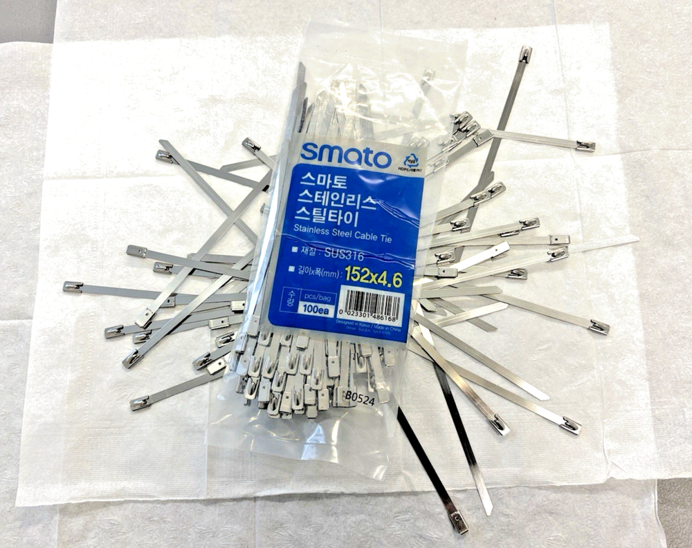 100pcs 6-Inch Heavy Duty SUS 316 Stainless Steel Zip Ties 152mm x 4.6mm