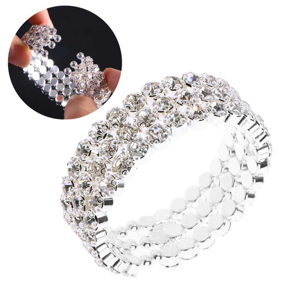 Bangle Bridal Tennis Bracelet Rhinestone Stretch Sterling Charm