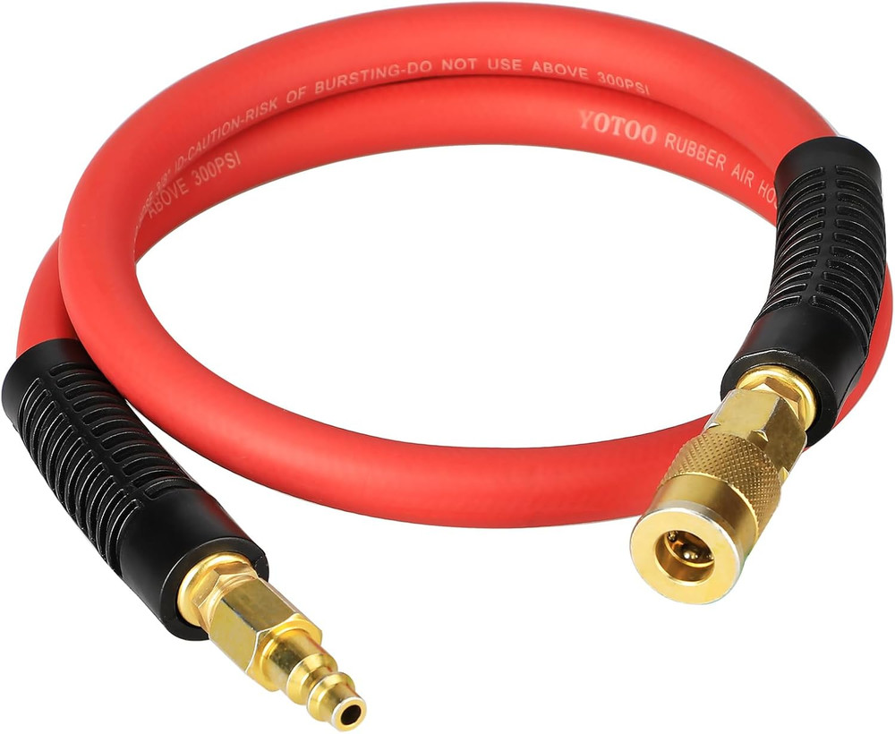 YOTOO Heavy Rubber Short Air Hose 3/8-Inch by 3-Feet, 300 PSI Lead in Air