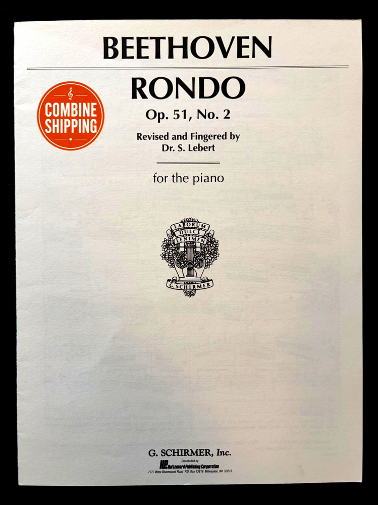 Beethoven Rondo in G Major Op 51 No 2 Piano Sheet Music Schirmer