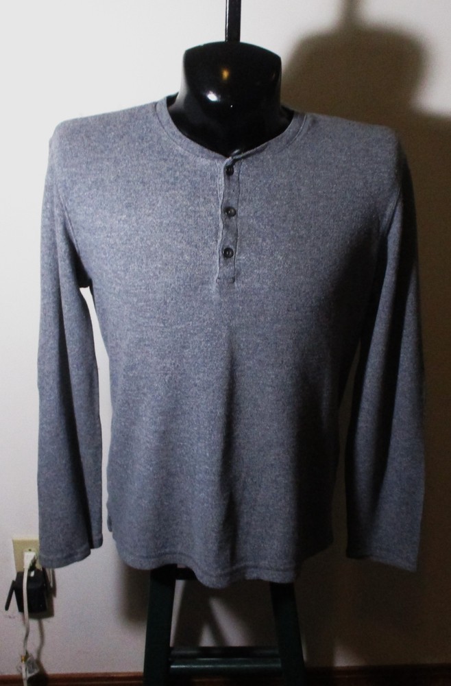 BANANA REPUBLIC Gray Thermal Long Sleeve Henley Top Men's Size L
