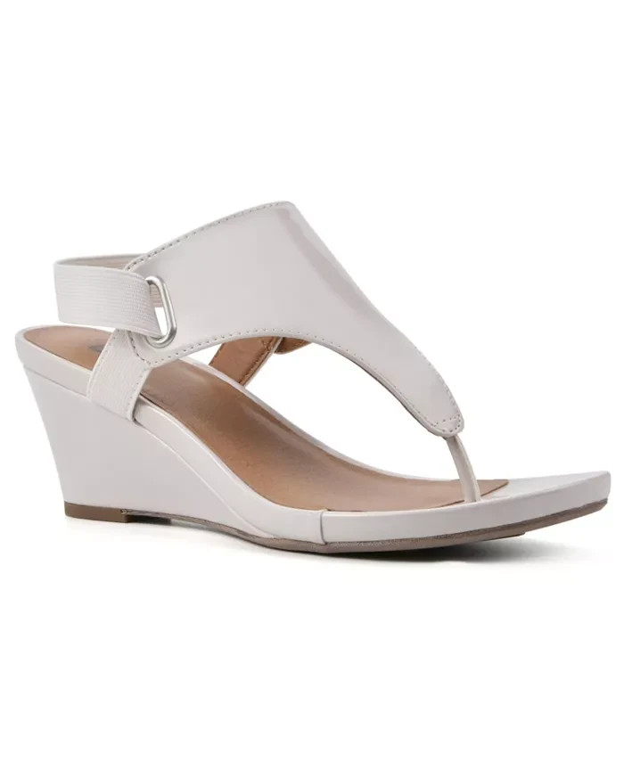 White Mountain Womens All Dres Wedge Sandals White Size 9.5 MSRP $79