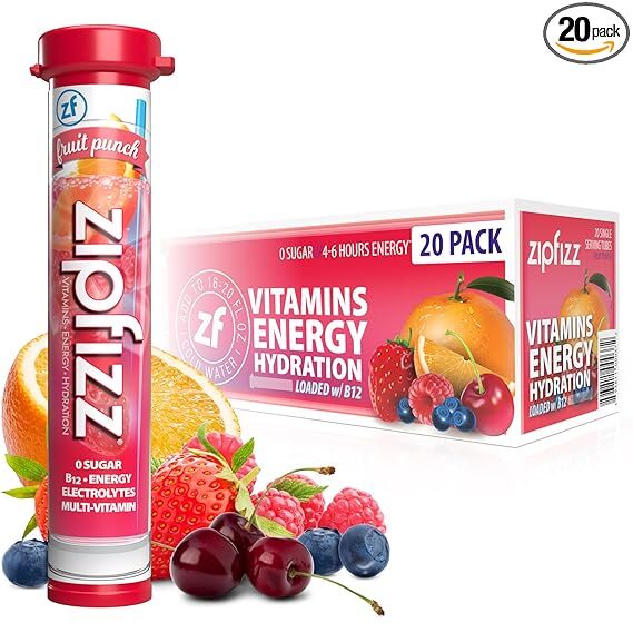 Zipfizz Healthy Energy Drink Mix Hydration with B12 and Multi Vitamins  20 Tubes
