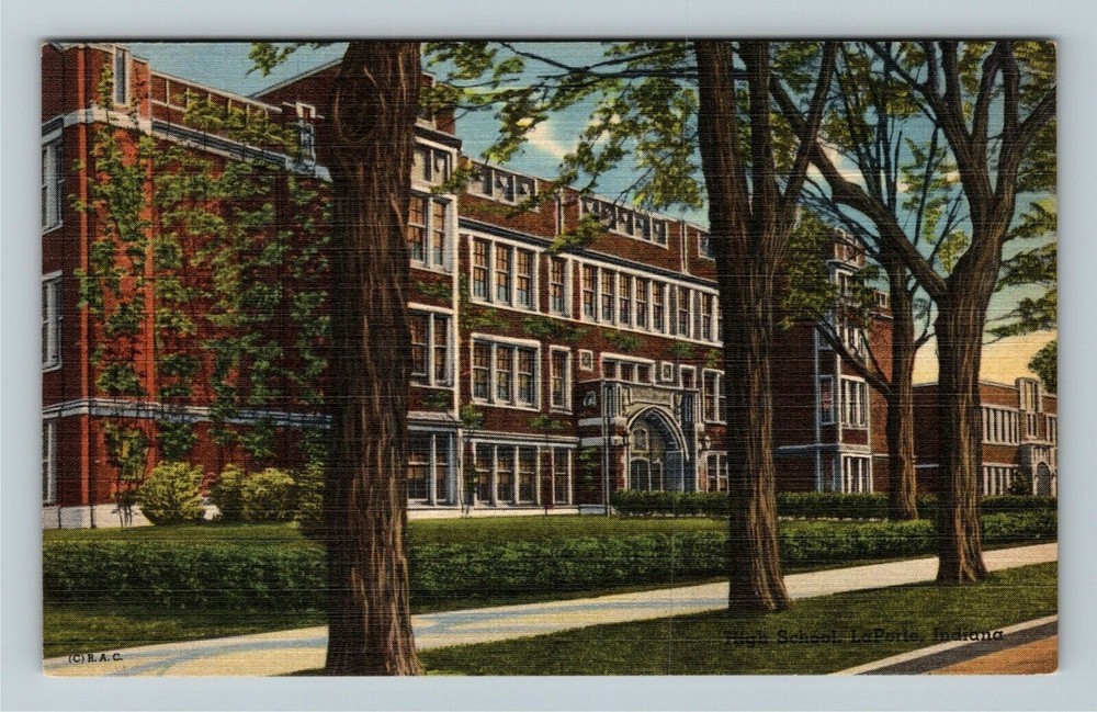 LaPorte IN Indiana, High School Vintage Souvenir Postcard