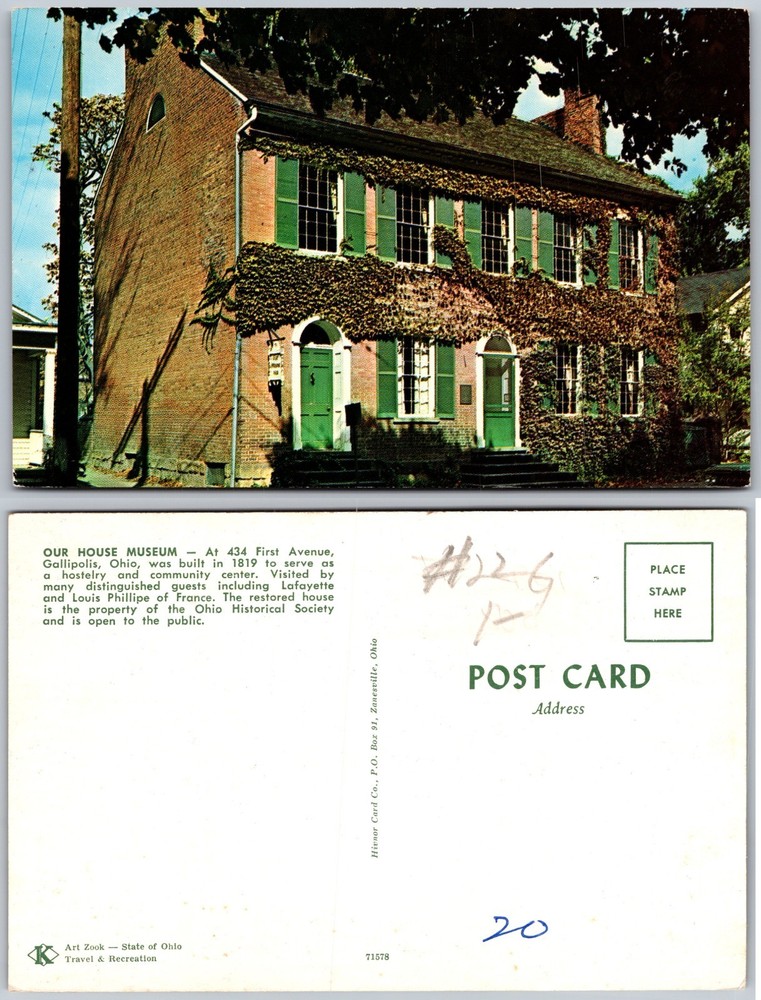 Our House Museum Gallipolis Ohio Postcard