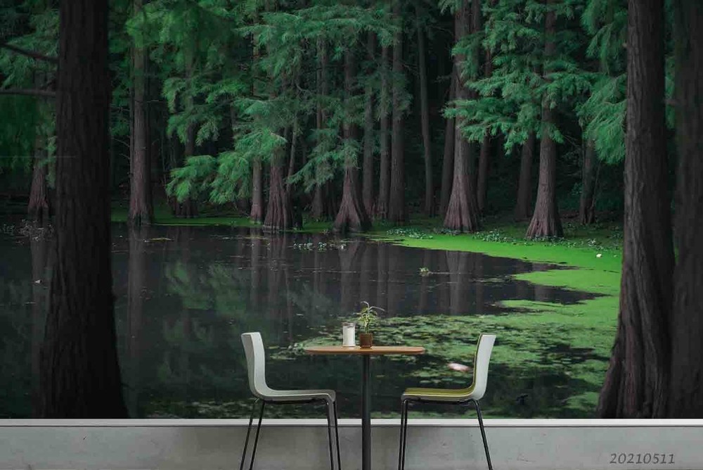 3D Pine Forest River Landscape Wall Murals Wallpaper Murals Wall Sticker