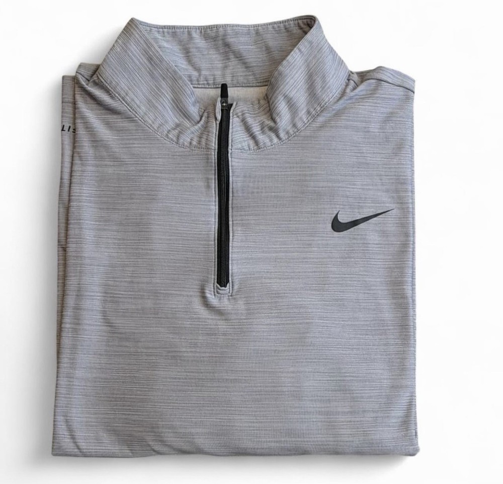 Nike Dri Fit Quarter Zip Pullover Mens M Gray Running Training Athletic Top