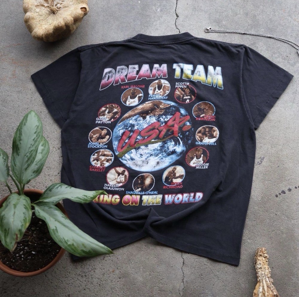 Vintage 90s dream team usa rap tee shirt basketball original rare XL