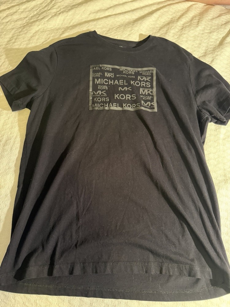 Michael Kors Men's Black Logo Graphic Cotton Crew Neck T-Shirt Size L
