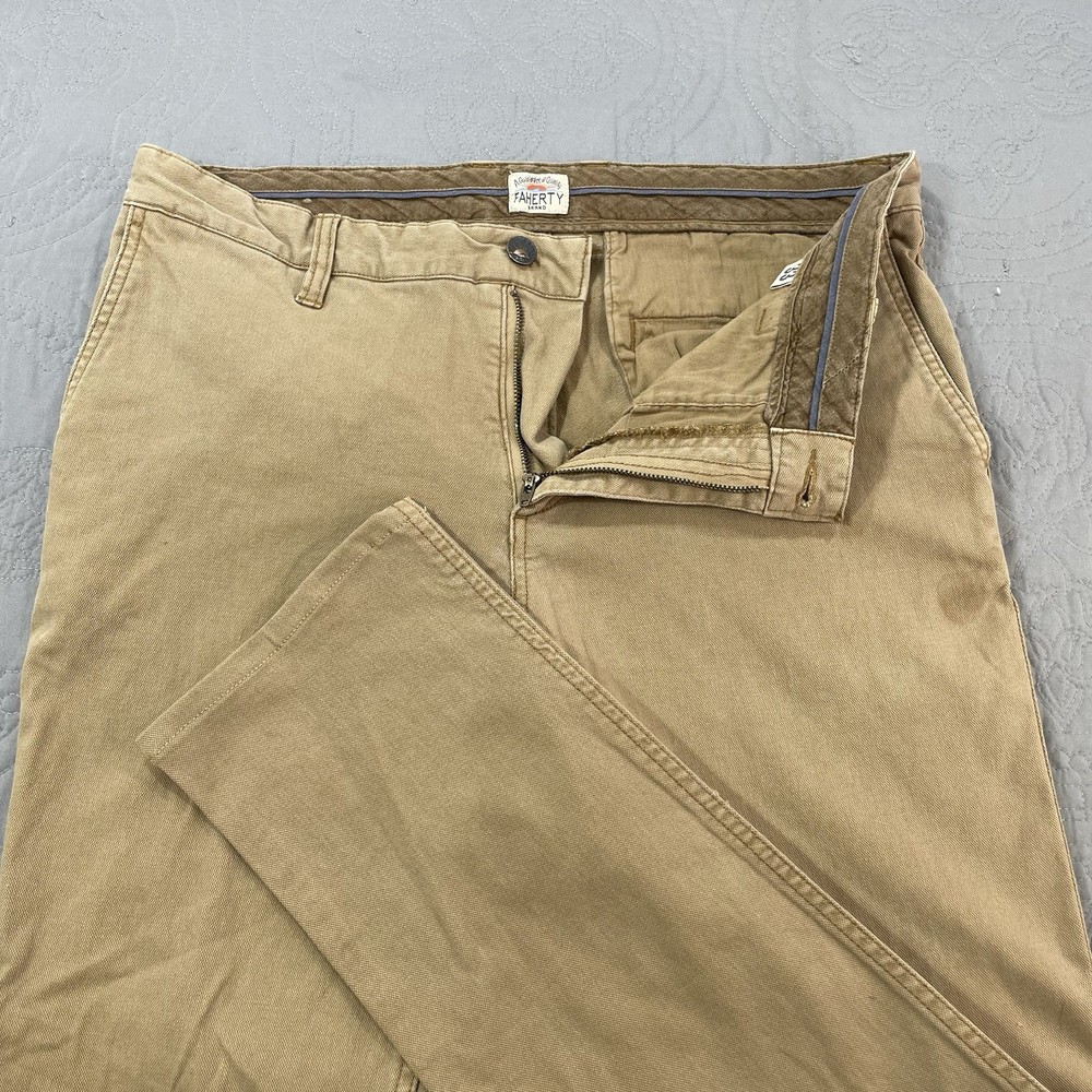 Faherty Trouser Pants Mens 33 Stretch Canvas 5-Pocket Tan Brown Work
