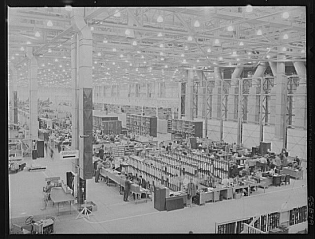Photo:1930s Aircraft Factory Assembly Line Interior Workers Boeing Plant
