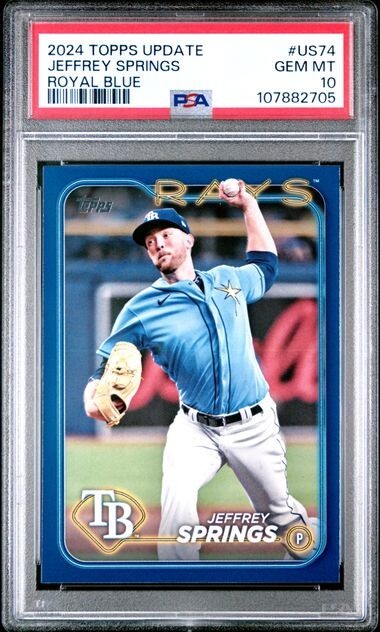 2024 Topps Update Royal Blue #US74 Jeffrey Springs Tampa Bay Rays PSA 10 POP 1