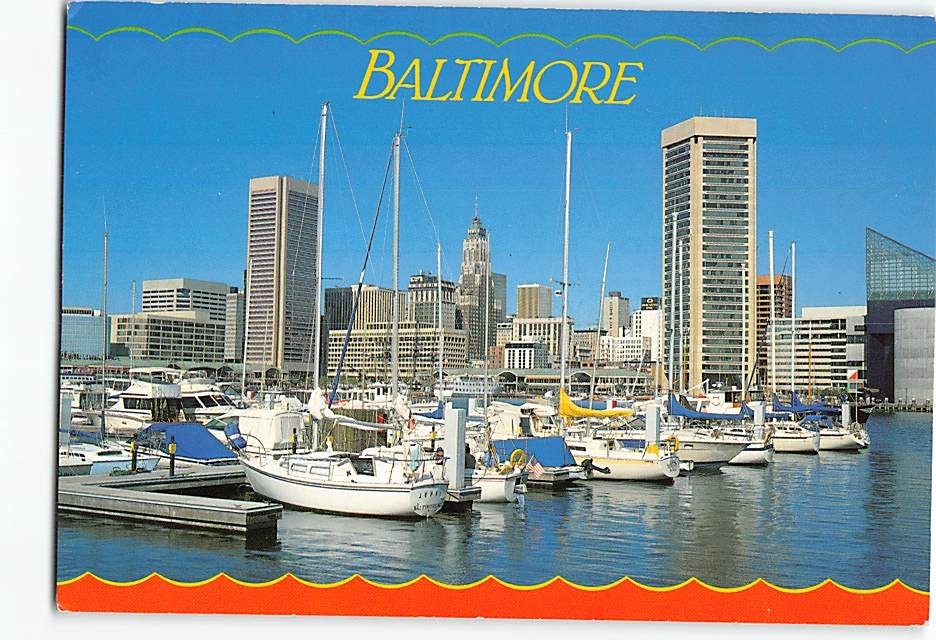 Postcard View of Inner Harbor and Baltimore skyline Baltimore Maryland USA