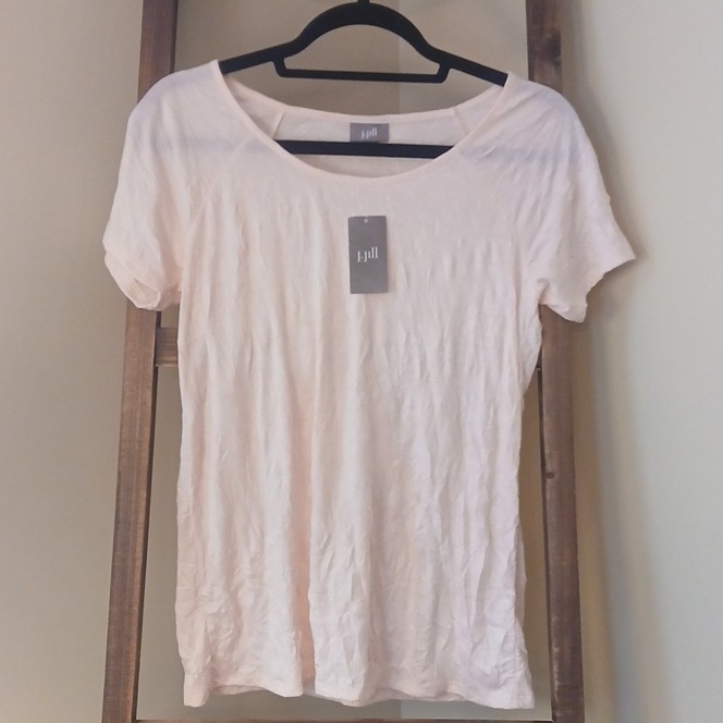 NWT J. Jill Women's X-Small White Solid Scoop Neck Short Sleeve T-Shirt