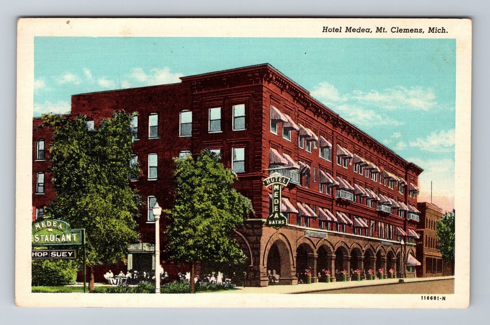 Mount Clemens MI-Michigan Hotel Medea Vintage Postcard