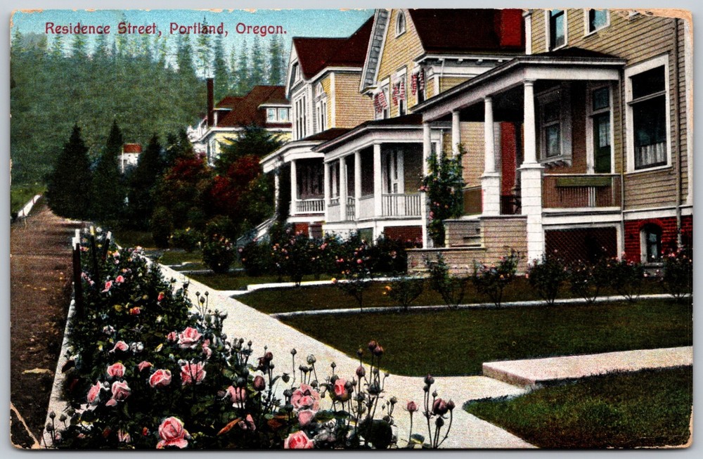 1910 Residence Street Dirt Road Homes Portland Oregon ANTIQUE Postcard 9676