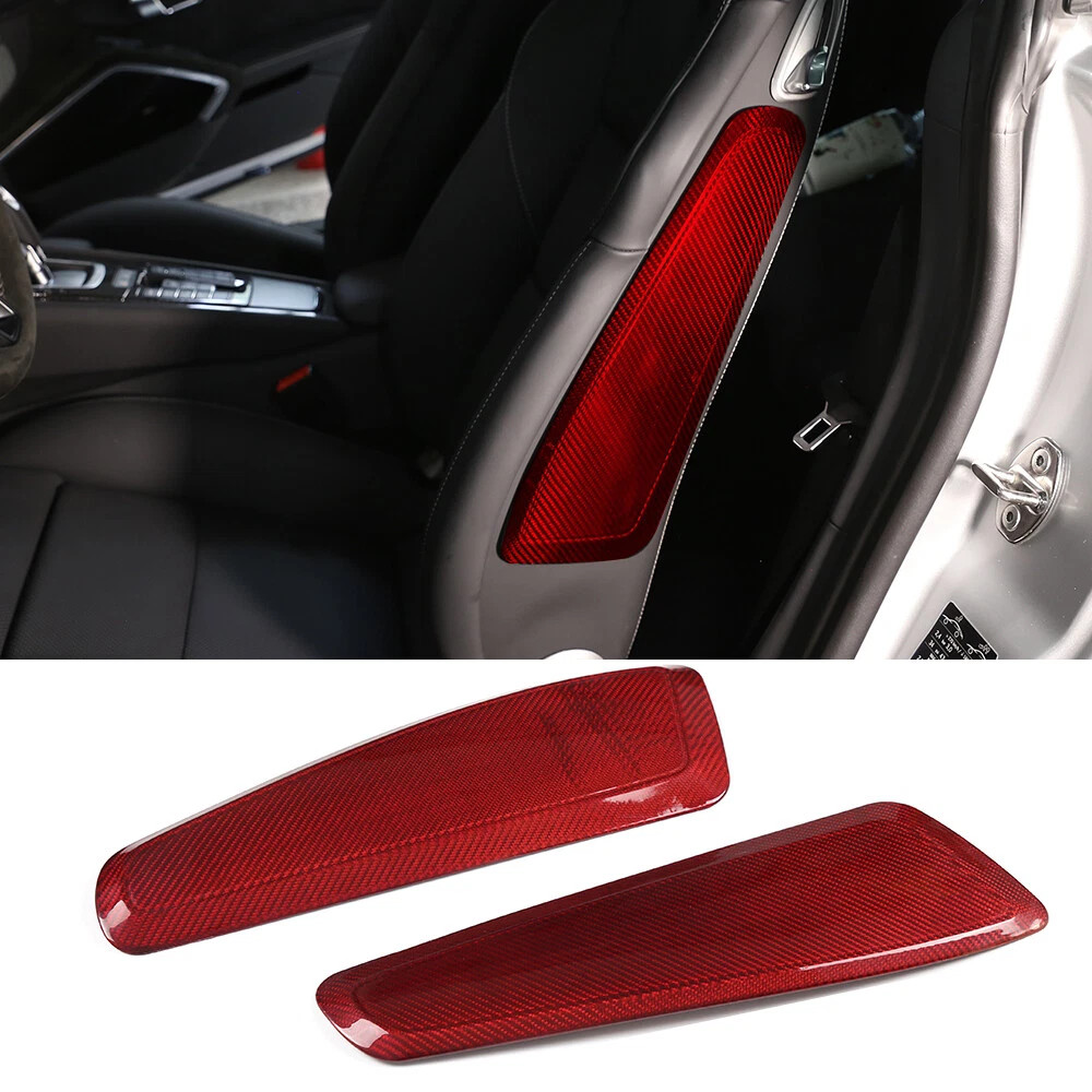 Red  Real Carbon Fiber Interior Seat Side Panel Trim Cover for Porsche 911 718