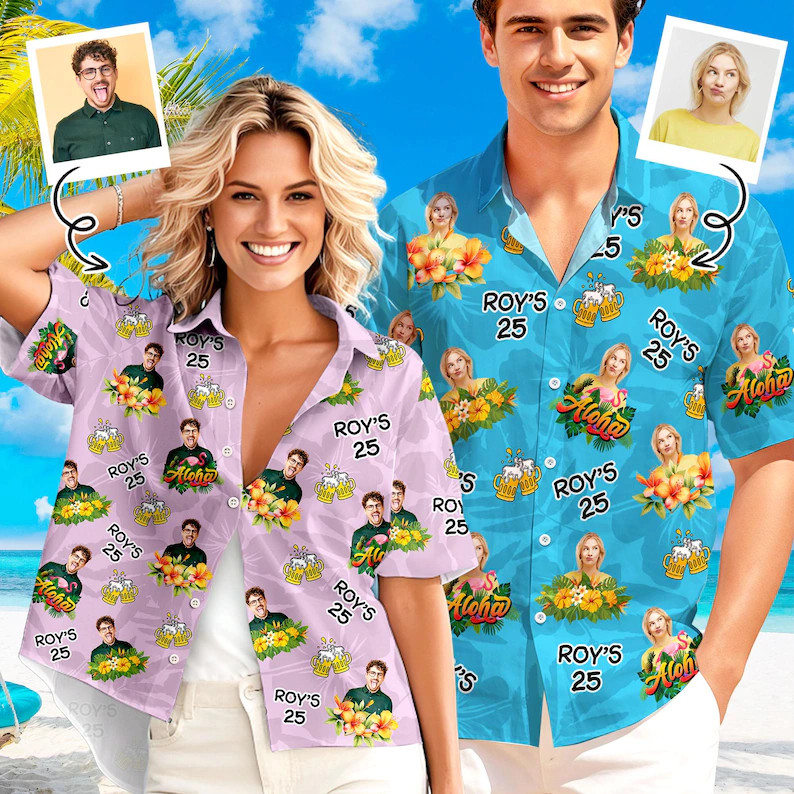 Personalized Face Hawaiian Shirt Custom Photo Funny Gift