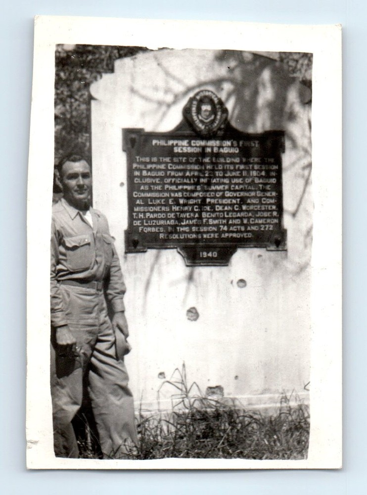 Old Vintage Photo SOLO ARMY MAN SOLDIER WW2 1945 PHILIPPINES BAGUIO SNAPSHOT