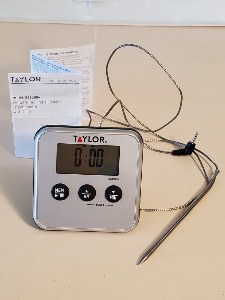 TAYLOR Digital Meat Thermometer #5293904. Wired Probe, monitor two cooking event