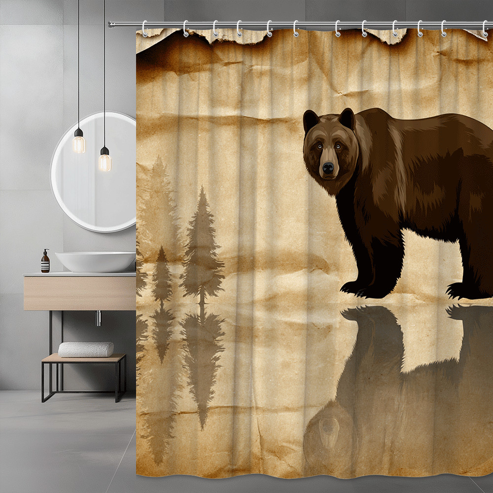 Bear Shower Curtain Forest Bear Graphic Print