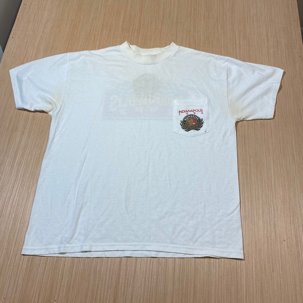 Vintage 1992 Indianapolis Winston Motorsports Pocket T-Shirt White XL USA Made