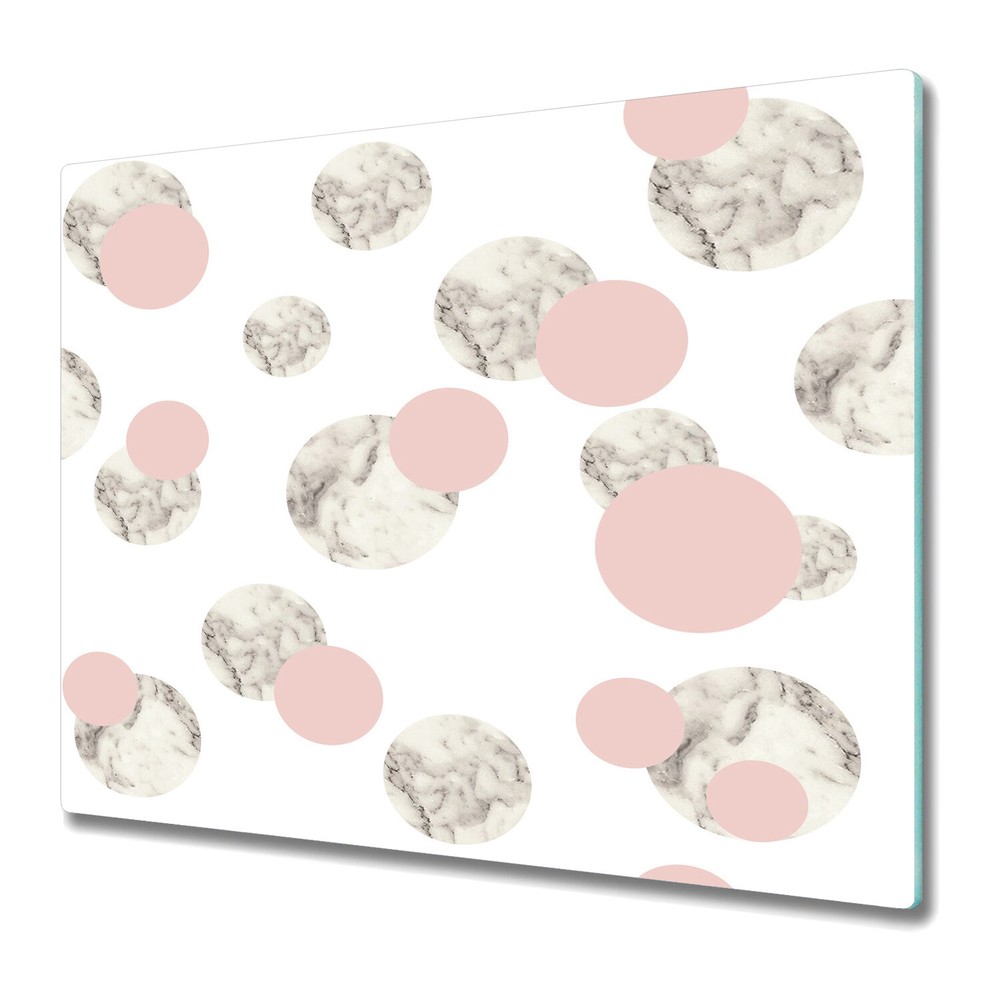 Tempered Glass Induction Ceramic Hob Cover Marble Pink Minimalistic 60x52