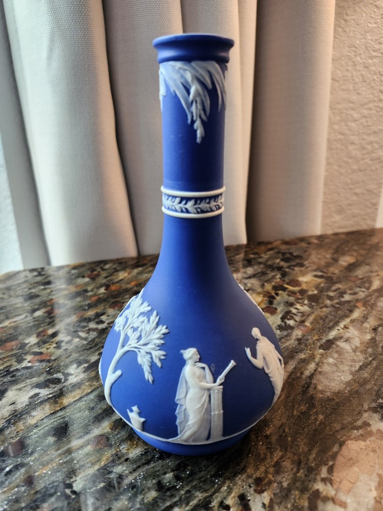 Wedgwood Dark Blue Jasperware Barber Bottle Dipped Antique Wedgwood Only