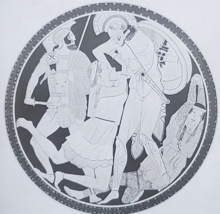 Achilles And Penthesilea, Cylix Pottery Design, Magic Lantern Glass Slide-image