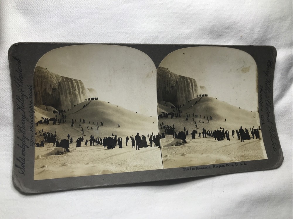 Antique Berry Kelley & Chadwick Stereoview Card Ice Mountain Niagara Falls USA