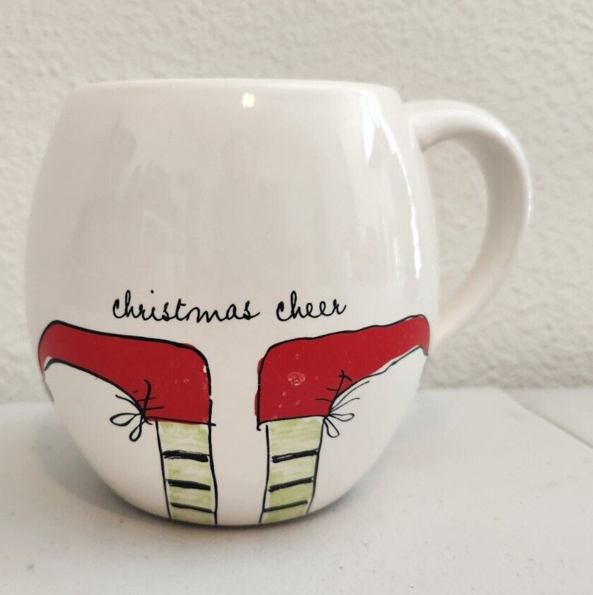 Rae Dunn Christmas Cheer Elf Feet Coffee Mug Cup Ceramic Holiday Mug