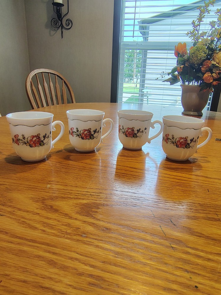 Arcopal Provincial Cup Coffee Mug Tea Set Of 4 Milk Glass Made In France