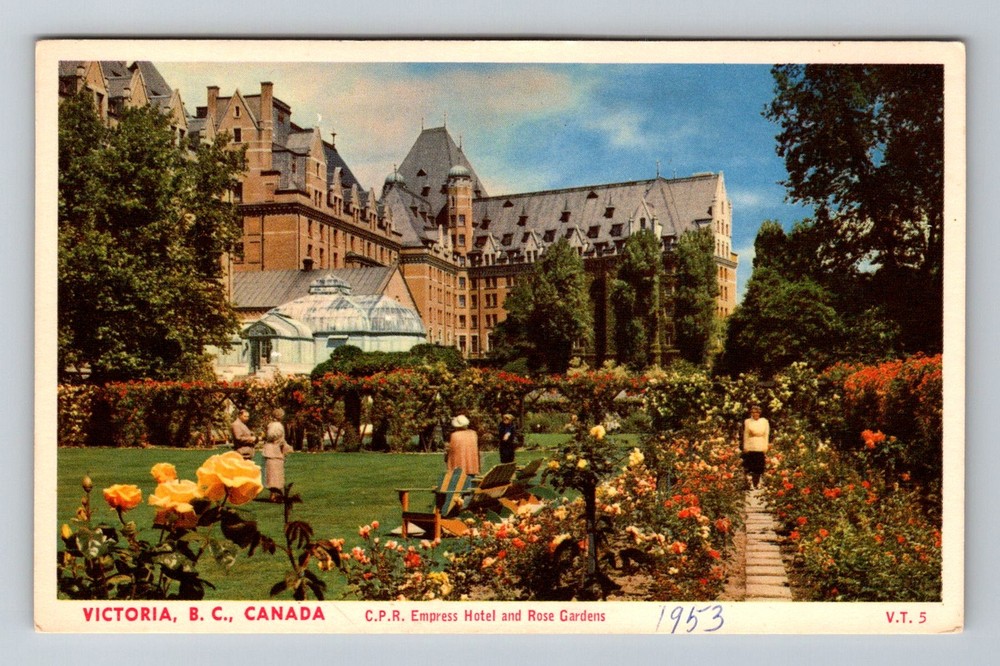 Canada- Victoria B.C. Empress Hotel & Gardens Postal Old Card Vintage Postcard