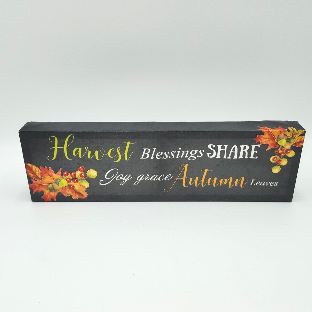 Fall Harvest Blessings Stretched Vinyl Sign Autumn Leaf Decor