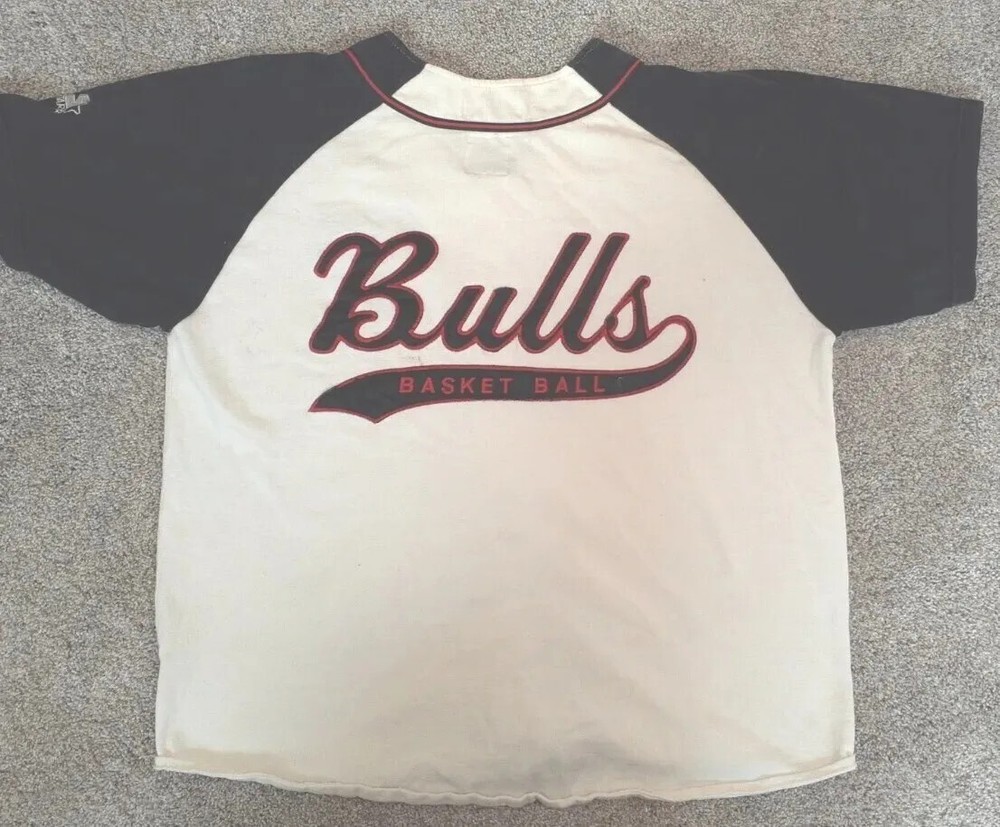 Vintage Chicago Bulls Starter Baseball Jersey Shirt 90s Jordan Stitched Medium