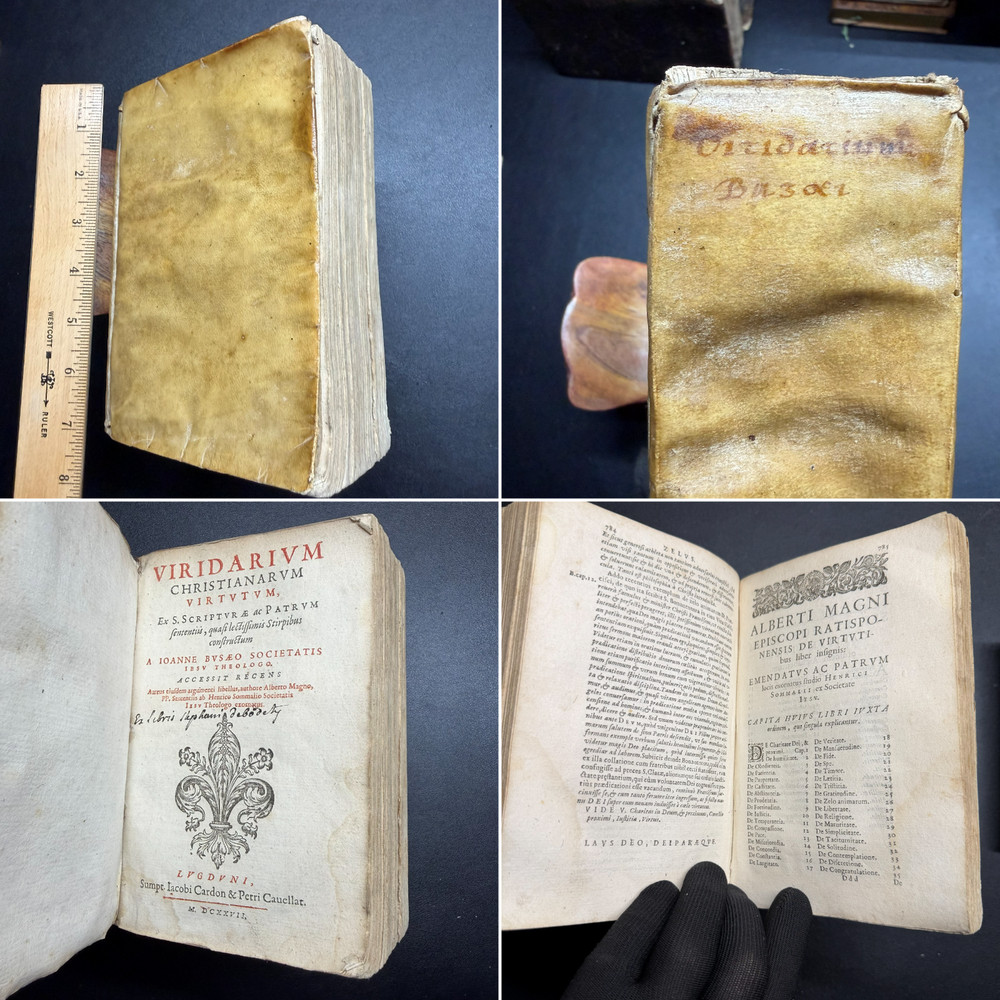 1627 ✝️ Viridarium Christian Virtues Latin Jesuit Vellum Binding