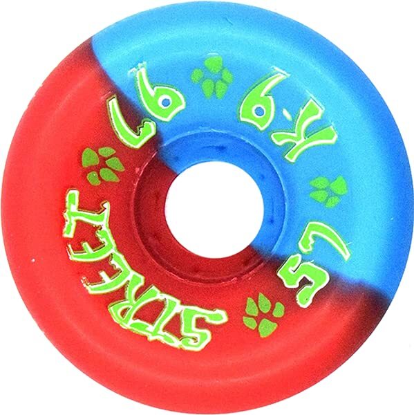 Dogtown K-9 80s Street 57mm 97a Red Skateboard Wheels with Bright Blue Wheels Set