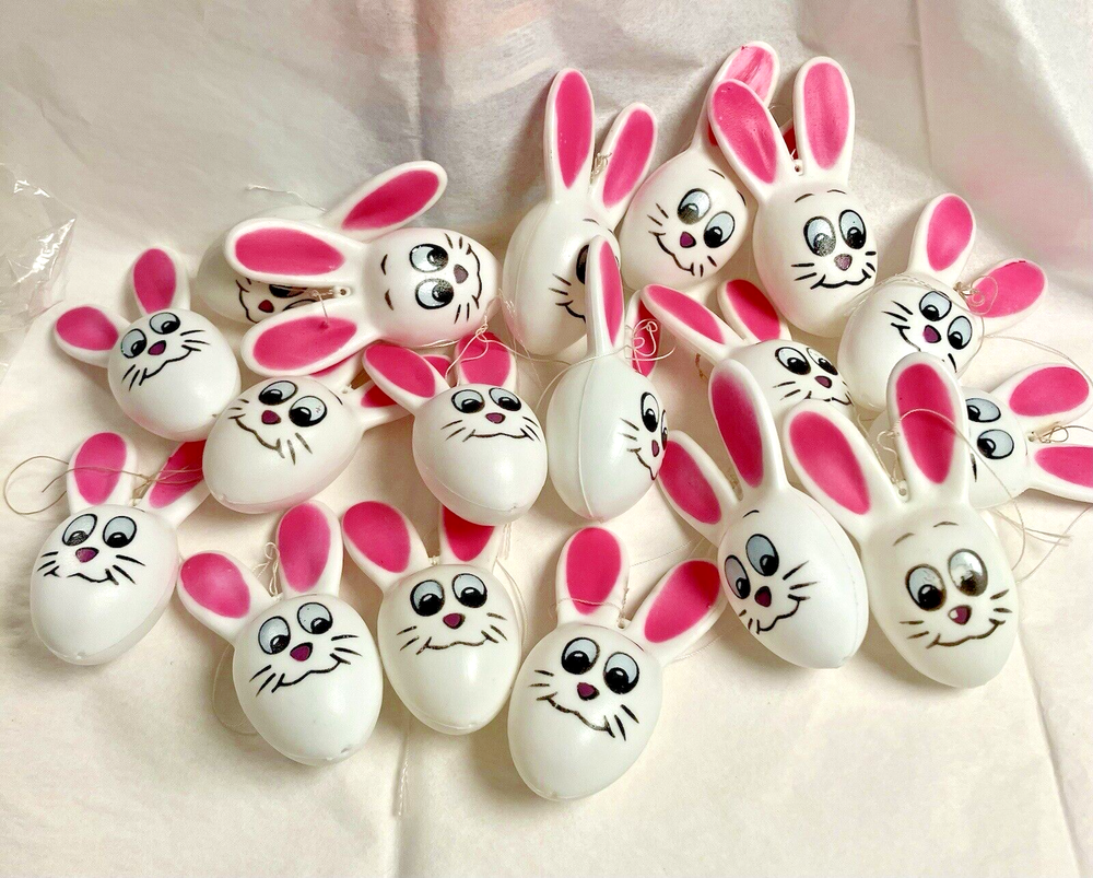 Lot of 18 Vintage Sun Hill Hanging Easter Bunny Decorations White Pink