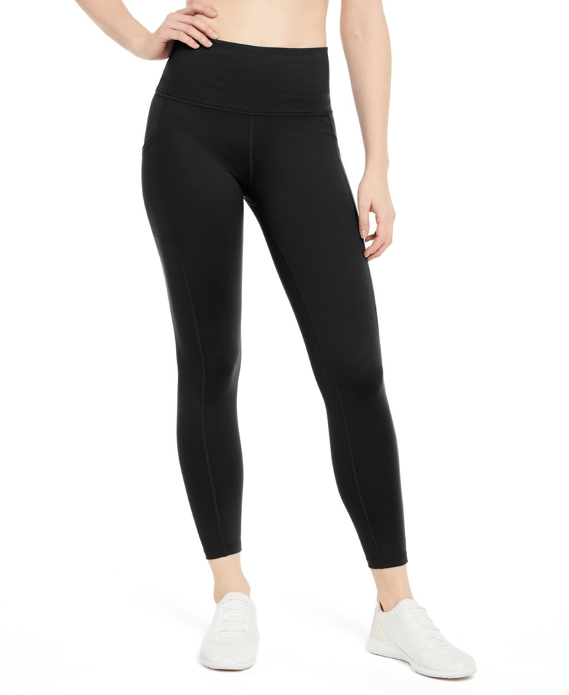 ID Ideology Women's High-Rise Compression Cropped Leggings with Side Pockets - Pink